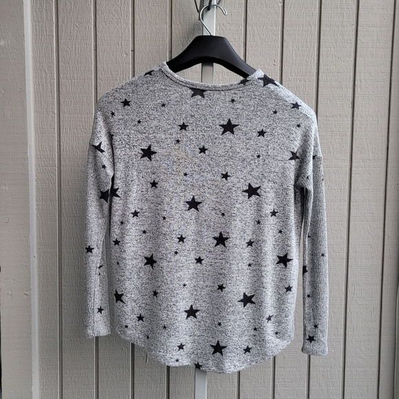 Fitted Sleeves Loose Fit Stretchy Viscose Stars Sweatshirt EUC Women's S grey - Picture 9 of 11